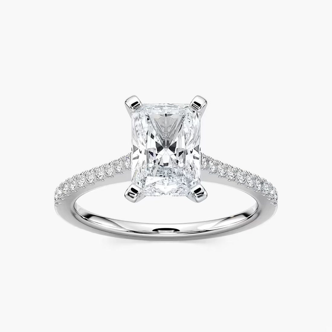 Pavé Set Radiant Cut Engagement Ring