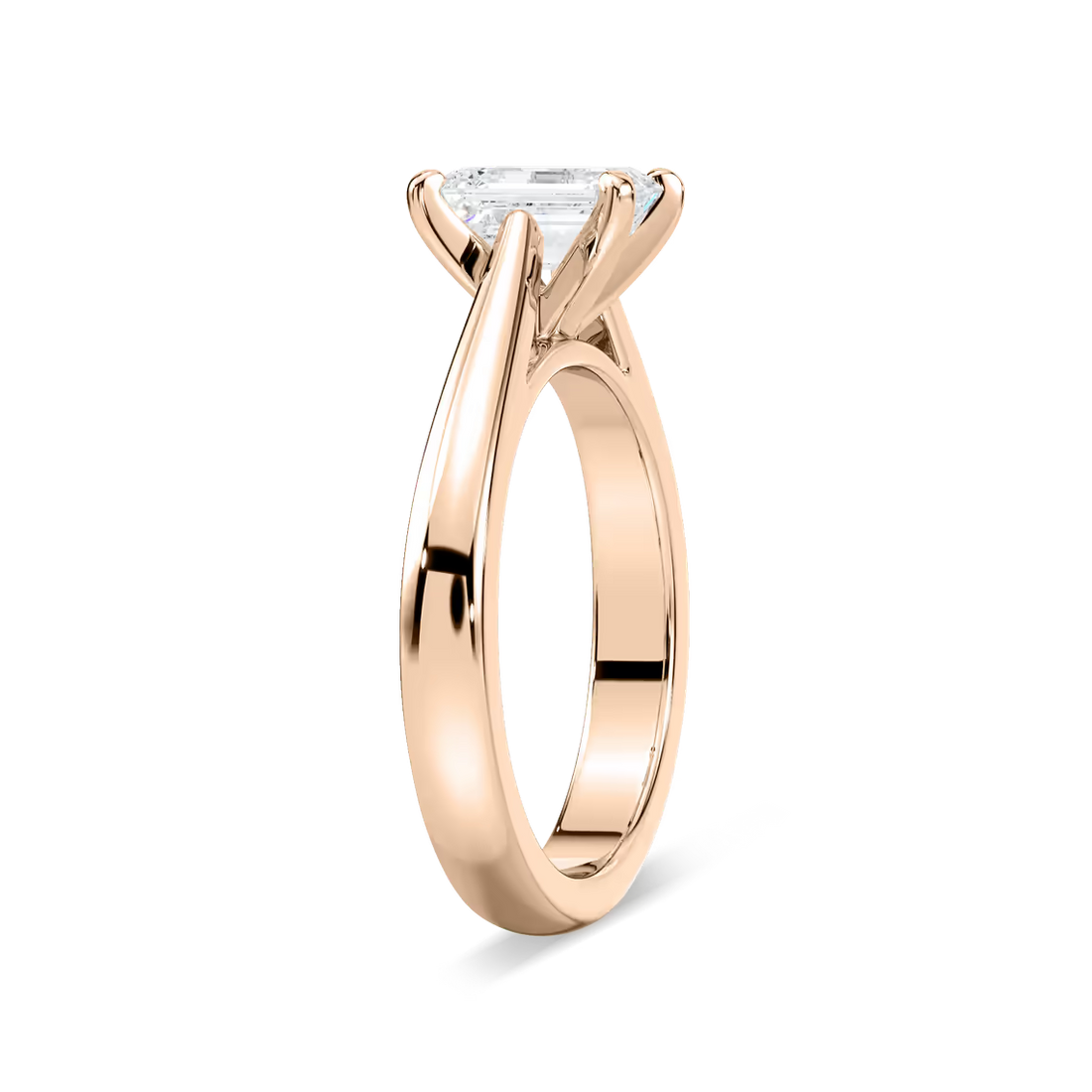 Solitaire Emerald Cut Cathedral Engagement Ring