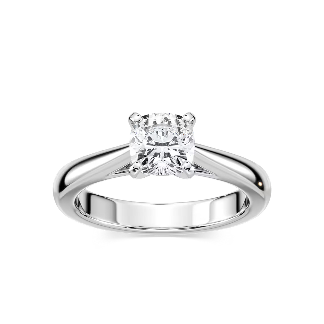 Solitaire Cushion Cut Cathedral Engagement Ring