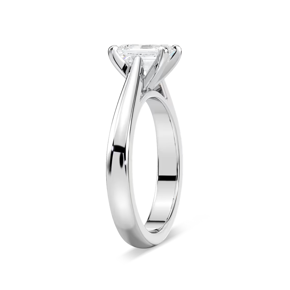 Solitaire Emerald Cut Cathedral Engagement Ring