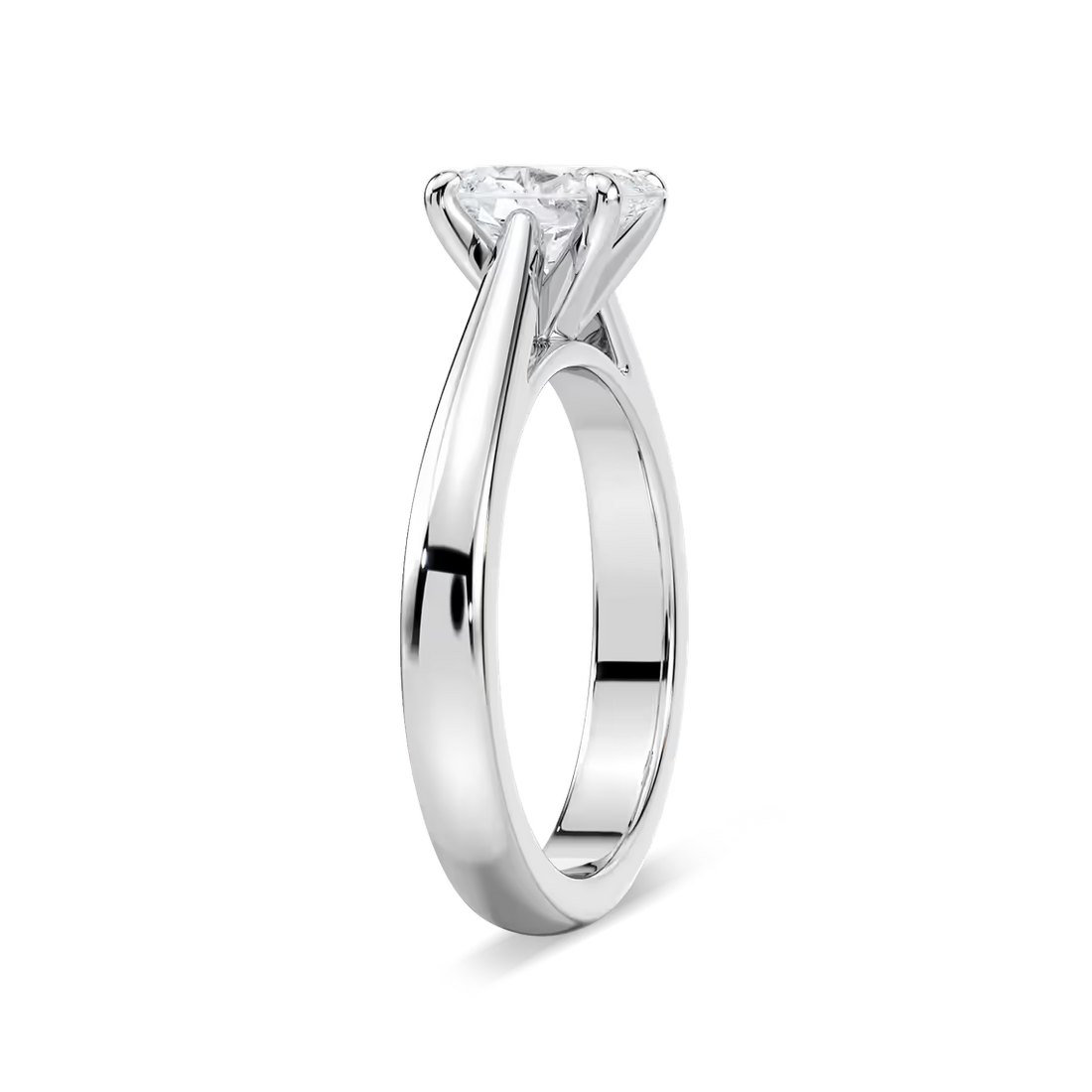 Solitaire Oval Cut Cathedral Engagement Ring