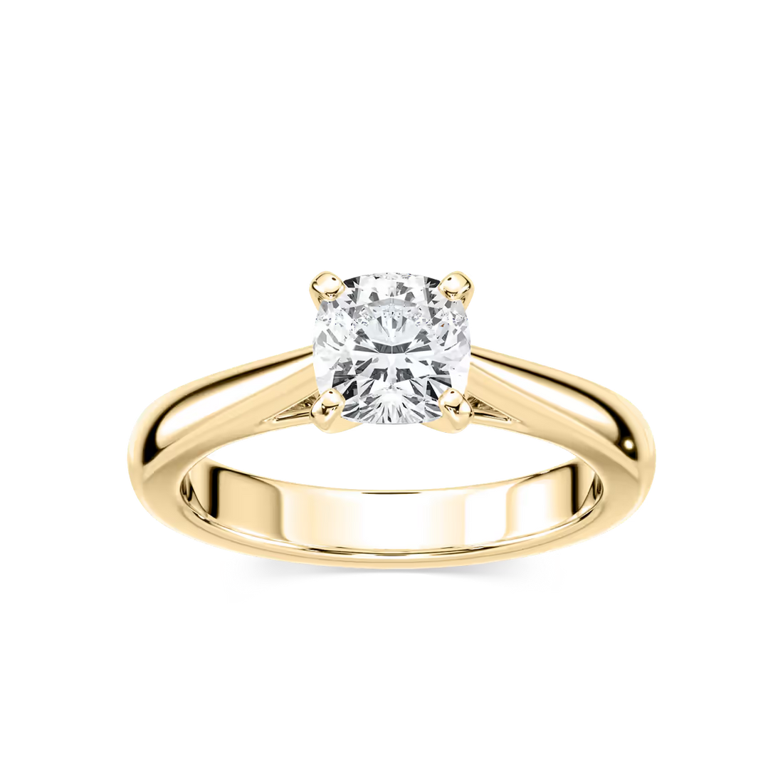 Solitaire Cushion Cut Cathedral Engagement Ring