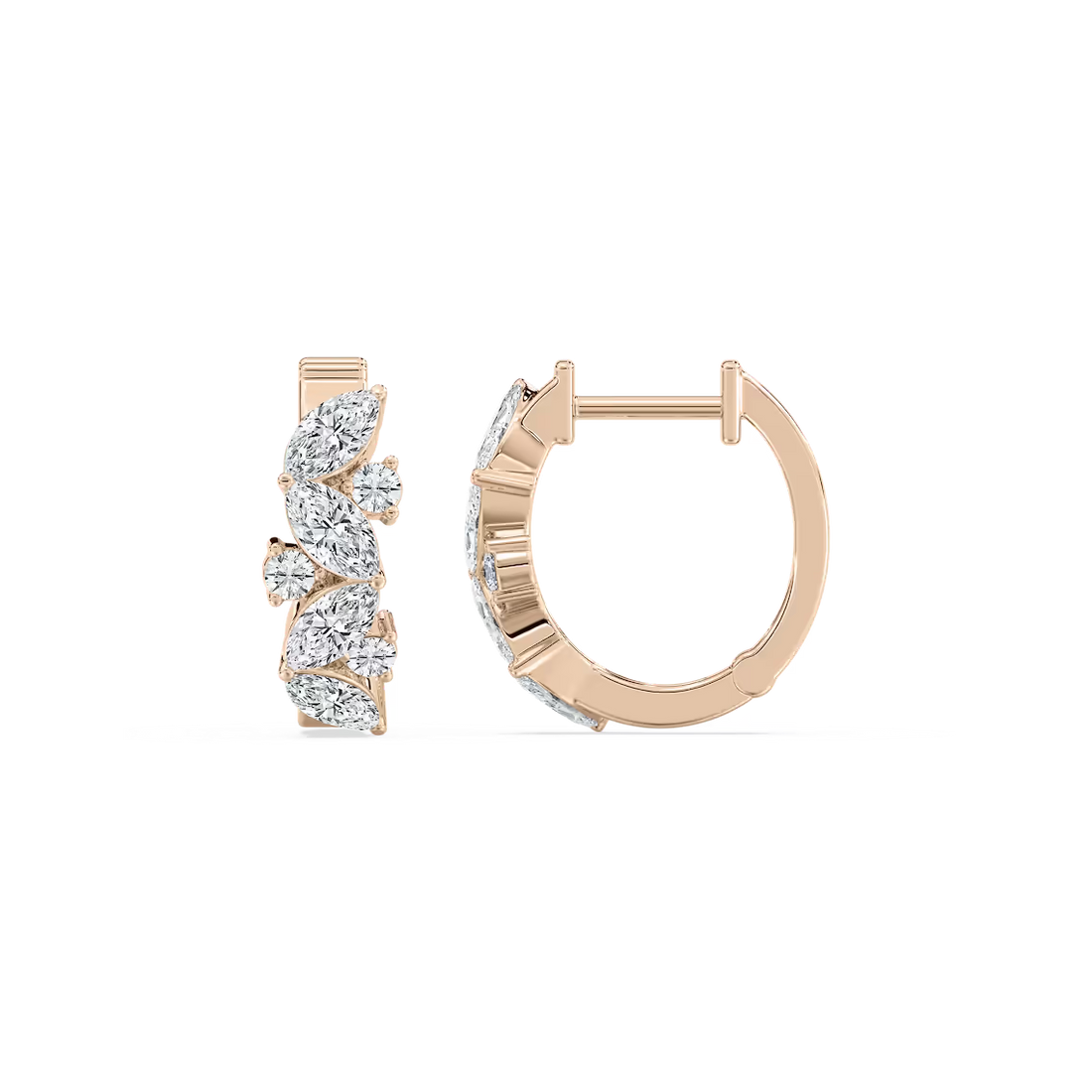 Marquise and Round Lab Grown Diamond Hoop Earrings