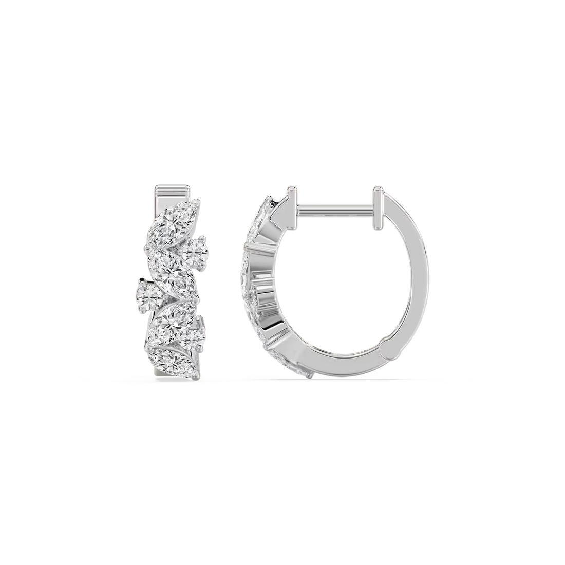 Marquise and Round Lab Grown Diamond Hoop Earrings