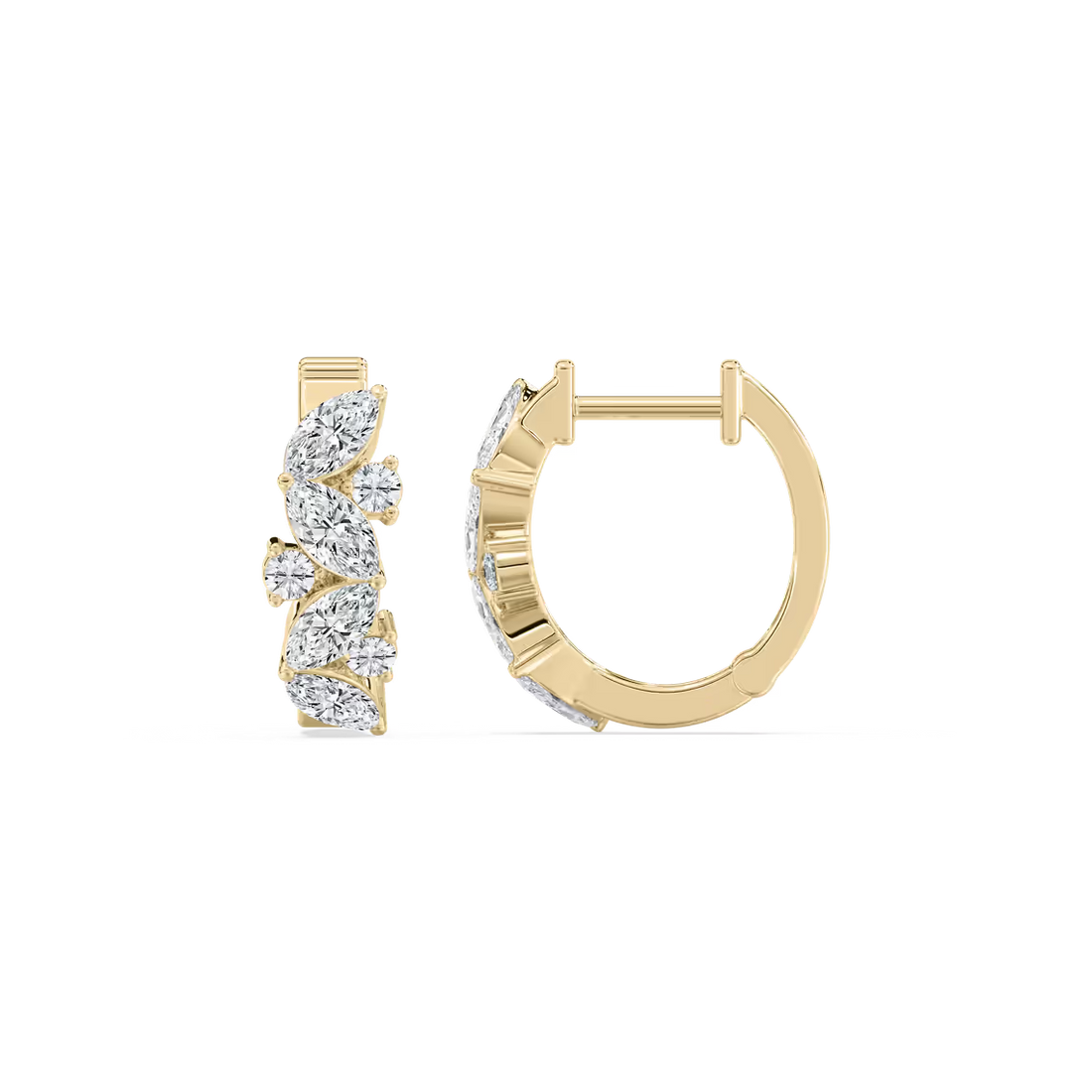 Marquise and Round Lab Grown Diamond Hoop Earrings