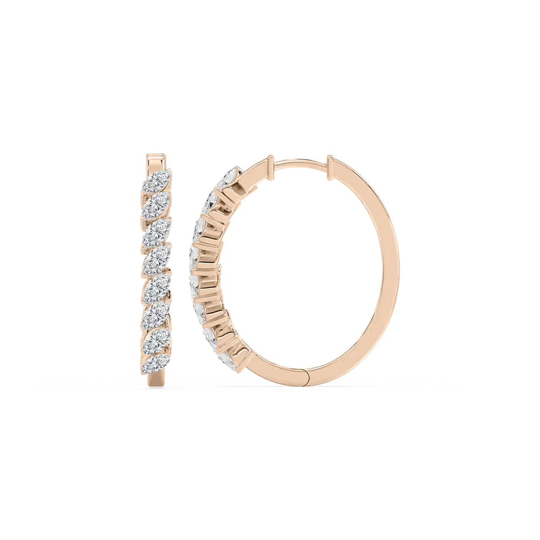 Marquise Cut Lab Grown Diamond Hoop Earrings