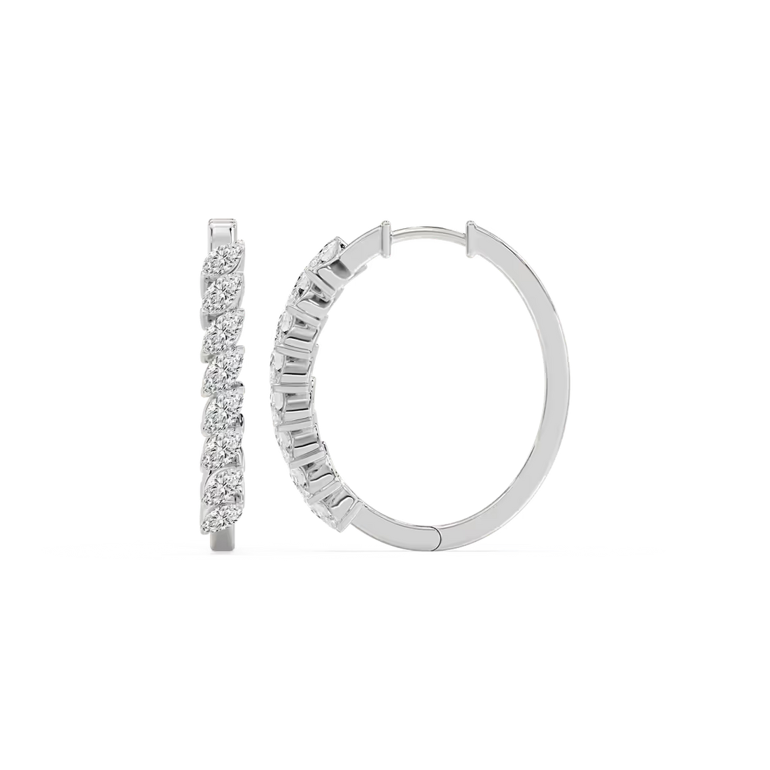 Marquise Cut Lab Grown Diamond Hoop Earrings