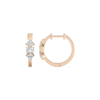 Three Stone Multi Shape Lab Grown Diamond Hoop Earrings