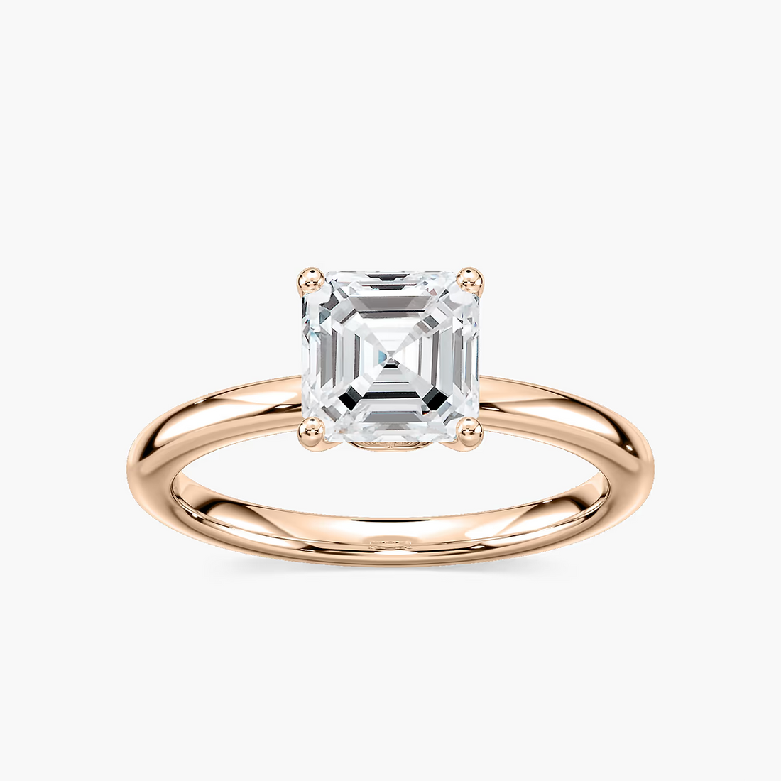 Delicate Four-Prong Asscher Cut Solitaire Engagement Ring
