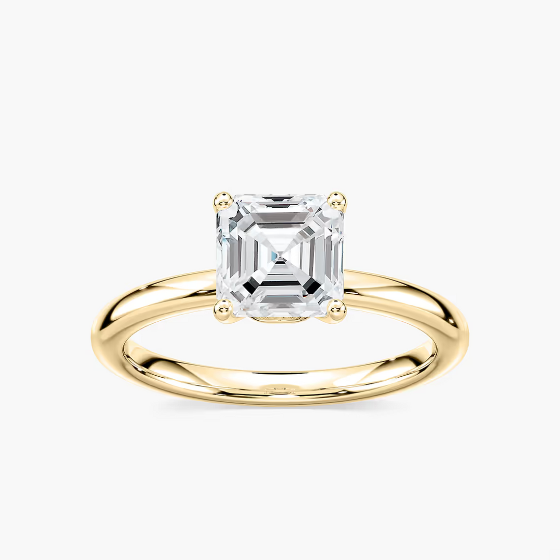 Delicate Four-Prong Asscher Cut Solitaire Engagement Ring