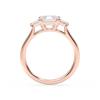 Double Prong Asscher Cut Three Stone Engagement Ring