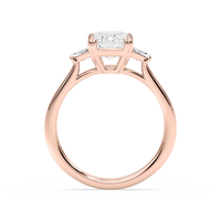 Double Prong Emerald Cut Three Stone Engagement Ring