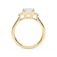 Double Prong Emerald Cut Three Stone Engagement Ring