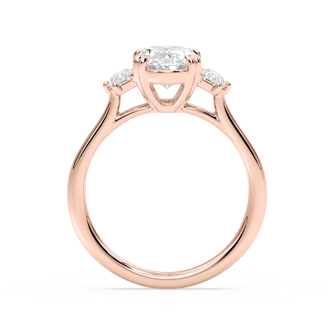 Double Prong Oval Three Stone Engagement Ring