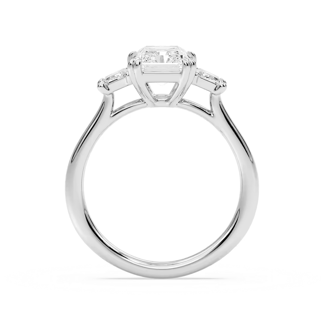 Double Prong Radiant Cut Three Stone Engagement Ring
