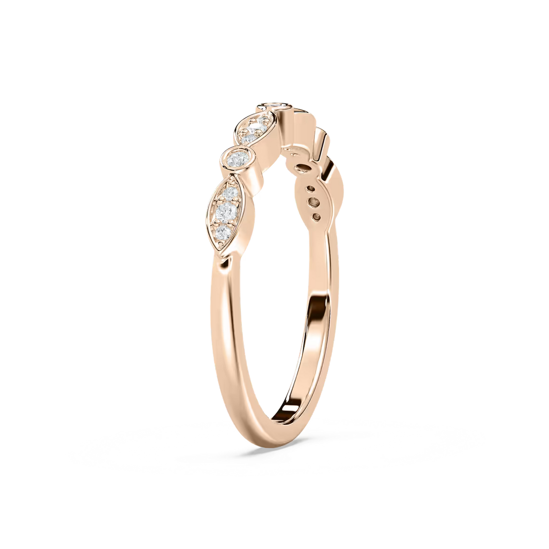 Round Cut Bezel Set Stackable Band