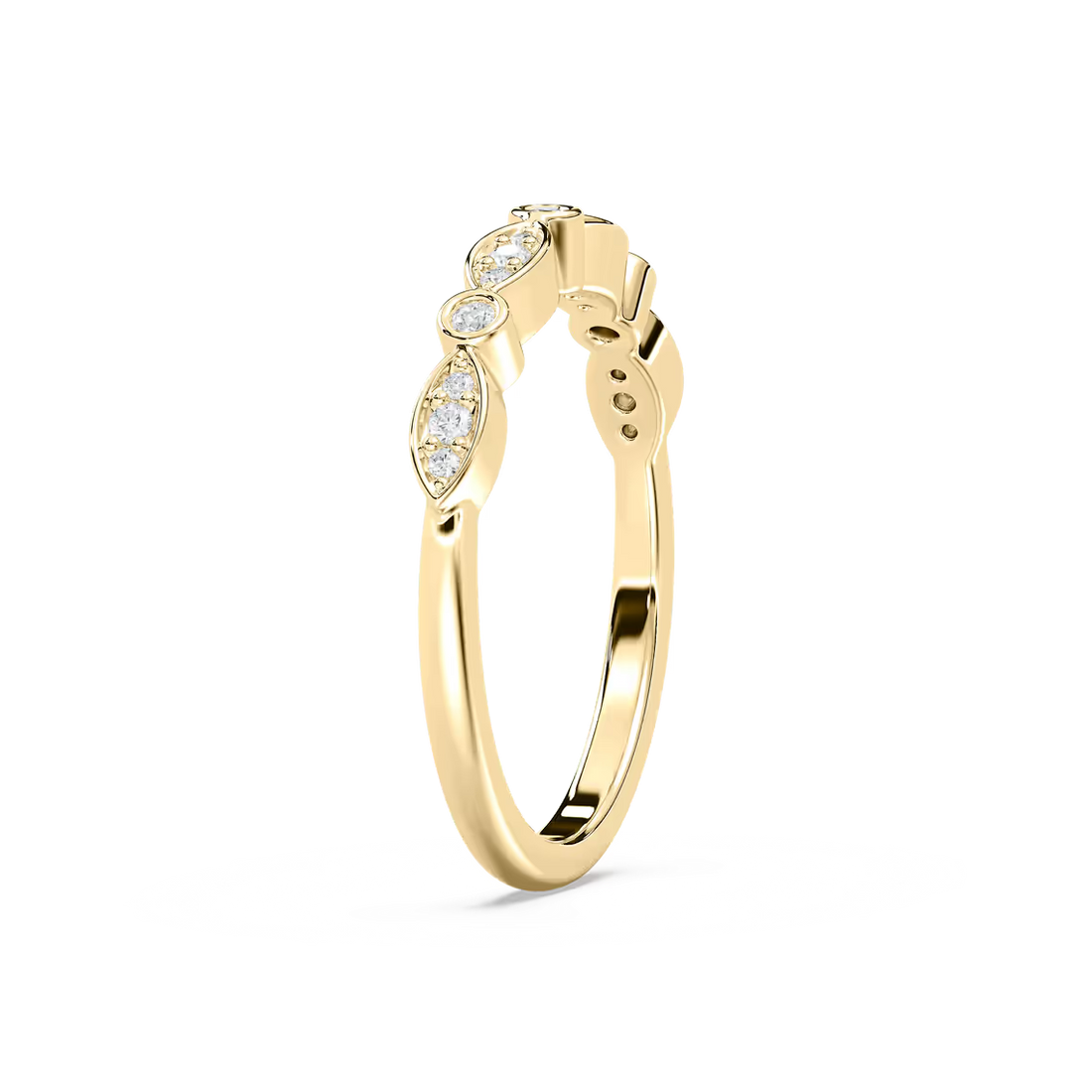 Round Cut Bezel Set Stackable Band