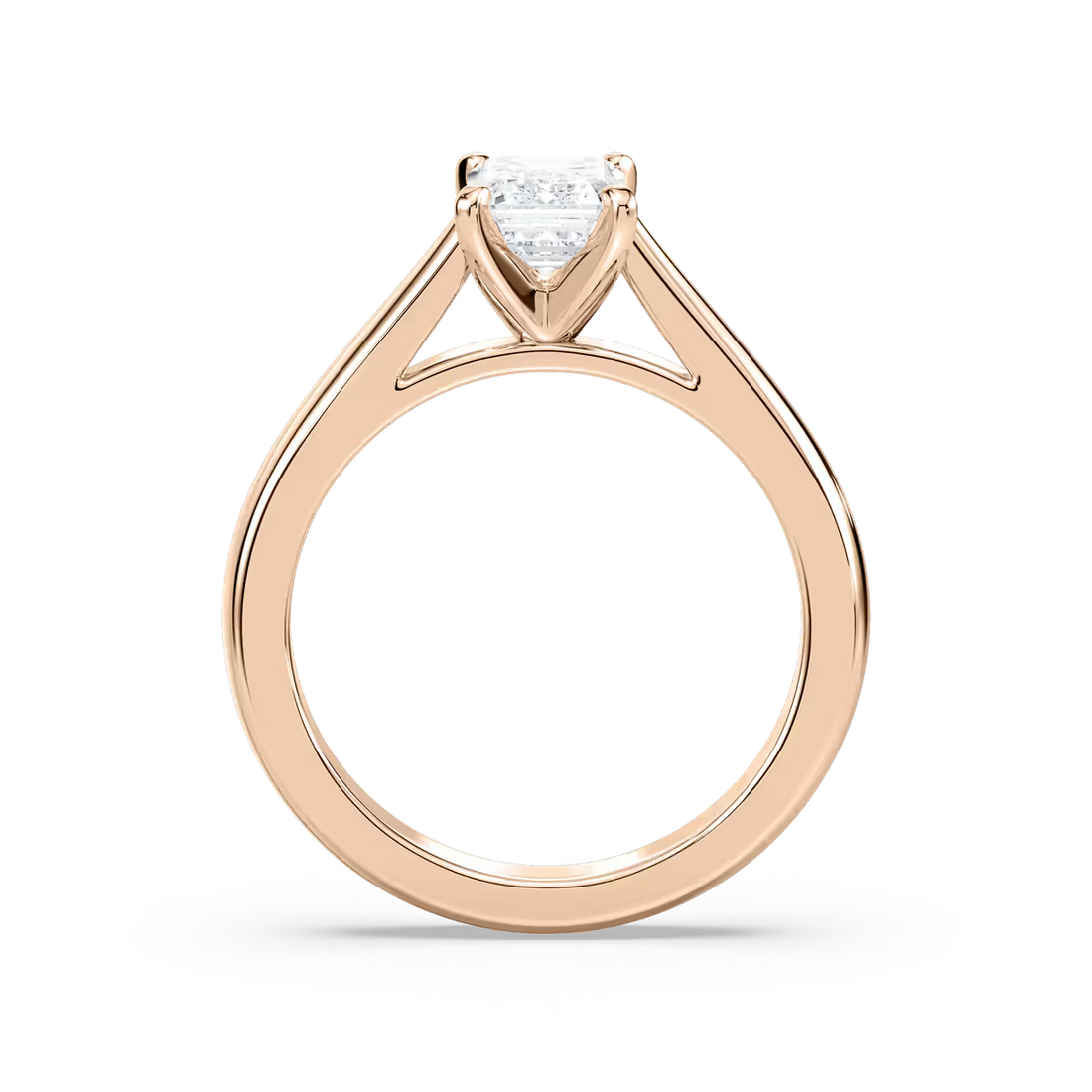 Solitaire Emerald Cut Cathedral Engagement Ring