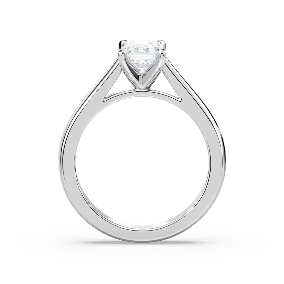 Solitaire Emerald Cut Cathedral Engagement Ring