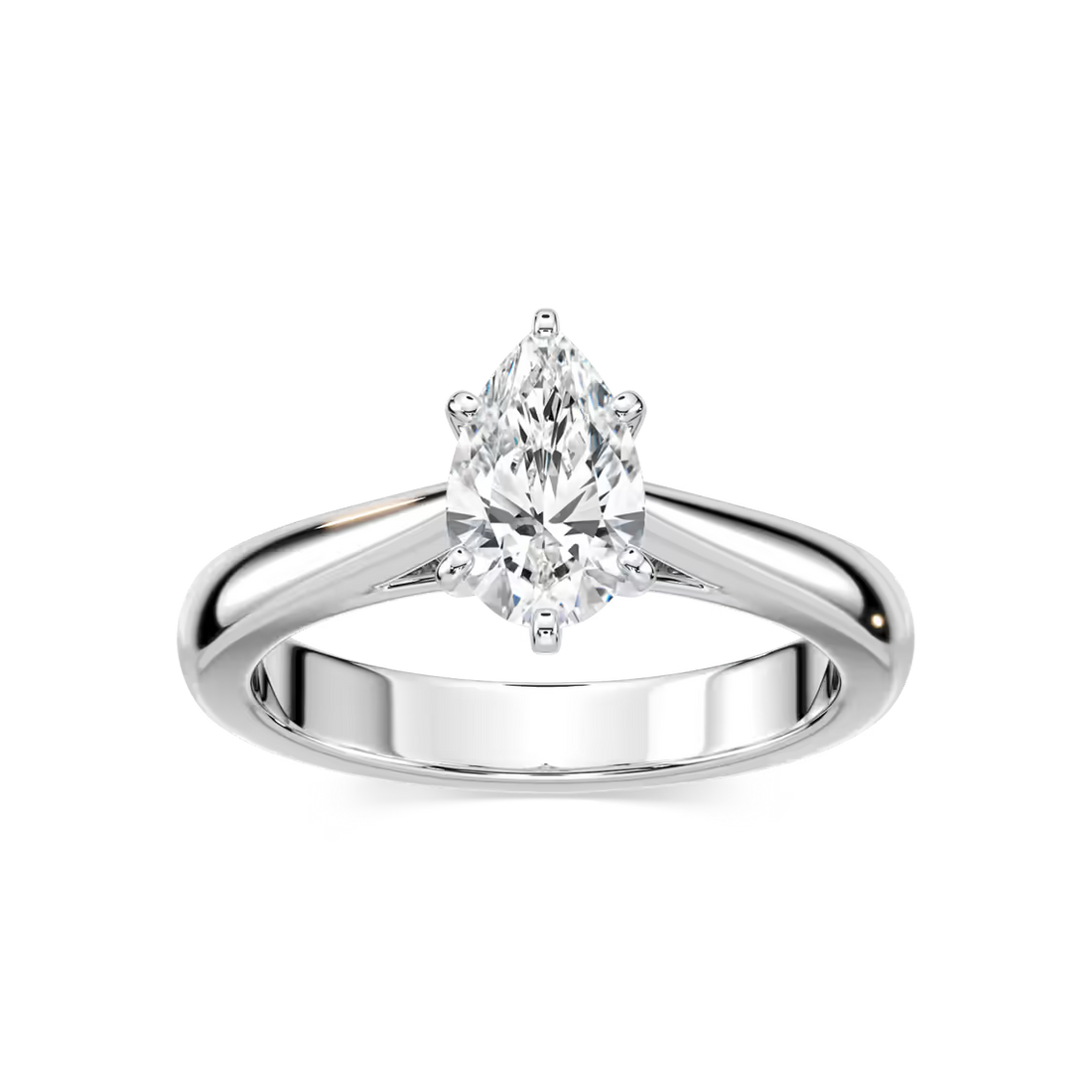 Solitaire Pear Cut Cathedral Engagement Ring