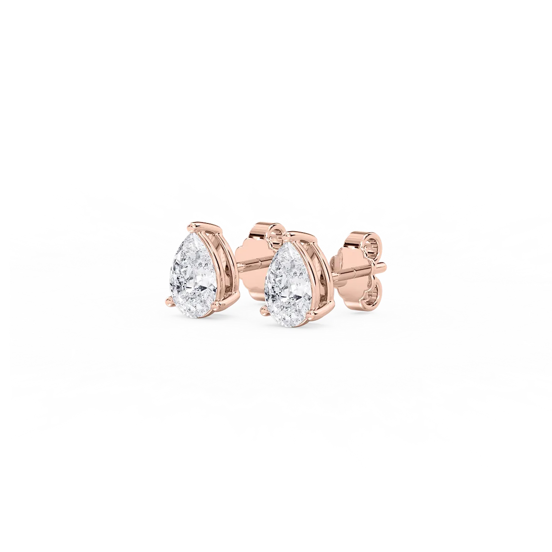 Three Prong Pear Lab Grown Diamond Stud Earrings