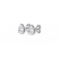 Three Prong Pear Lab Grown Diamond Stud Earrings