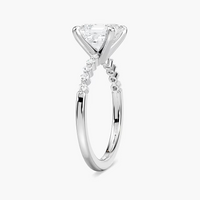 Asscher Cut Shared Prong Side Stone Engagement Ring