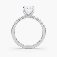 Radiant Cut Shared Prong Side Stone Engagement Ring