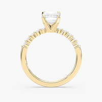 Emerald Cut Shared Prong Side Stone Engagement Ring