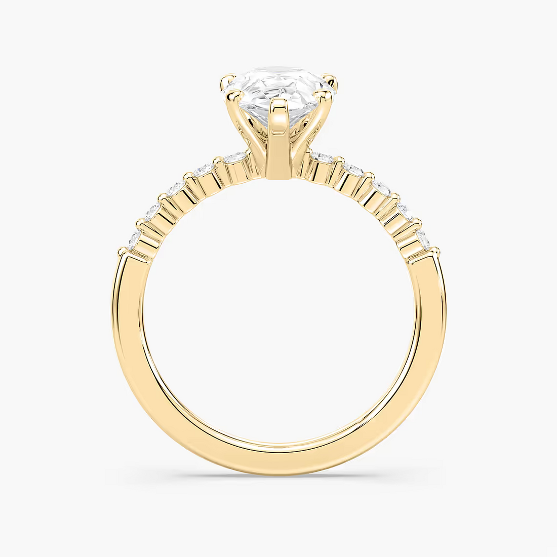 Pear Shaped Shared Prong Side Stone Engagement Ring