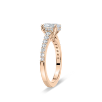 Oval Shared Prong Engagement Ring with Hidden Halo