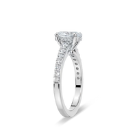 Oval Shared Prong Engagement Ring with Hidden Halo