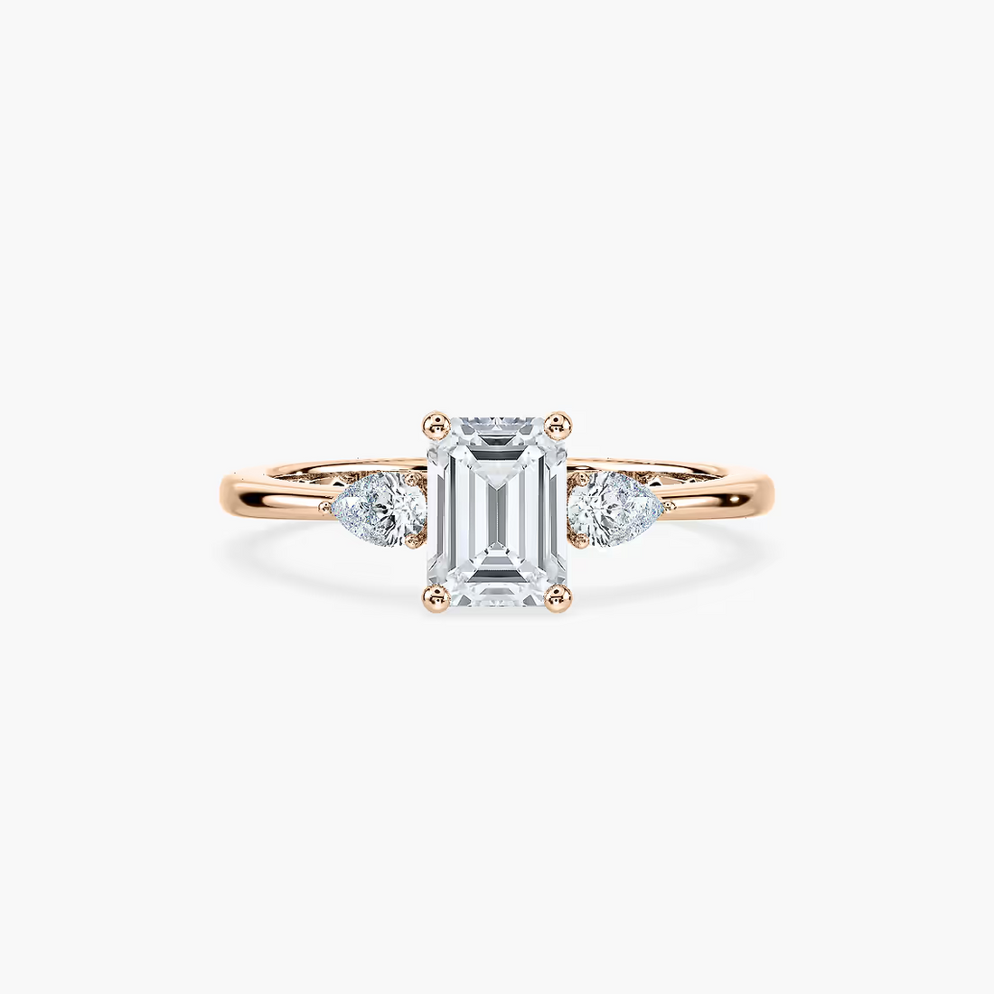 Emerald Cut Three Stone Engagement Ring