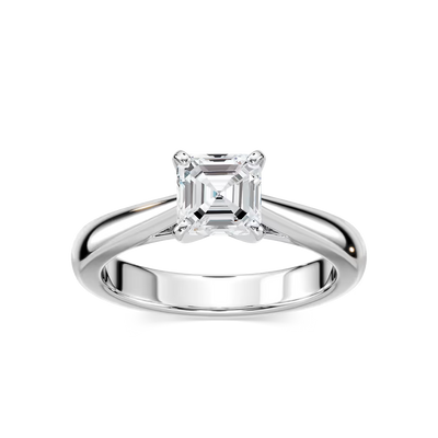 Solitaire Asscher Cut Cathedral Engagement Ring
