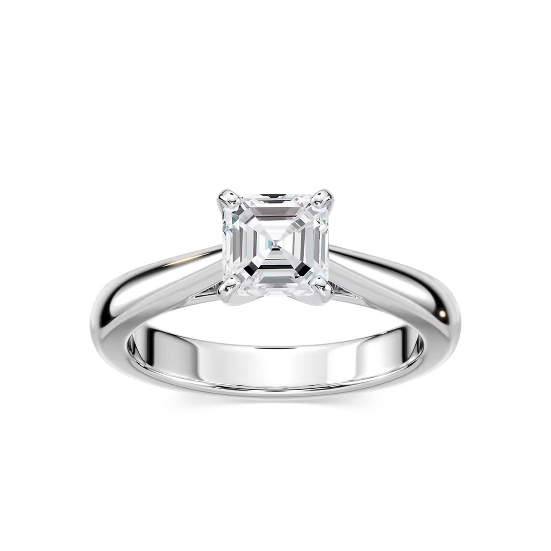 Solitaire Asscher Cut Cathedral Engagement Ring