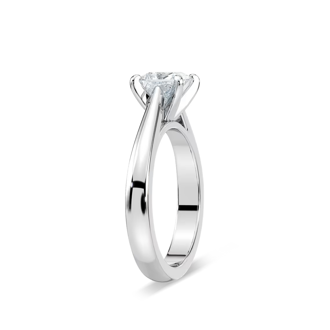 Solitaire Princess Cut Cathedral Engagement Ring