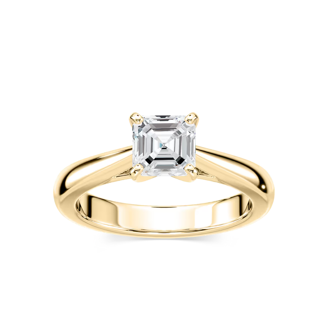 Solitaire Asscher Cut Cathedral Engagement Ring