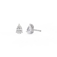 Three Prong Pear Lab Grown Diamond Stud Earrings