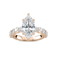 Marquise Cut Shared Prong Engagement Ring with Hidden Halo