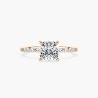 Cushion Cut Shared Prong Side Stone Engagement Ring