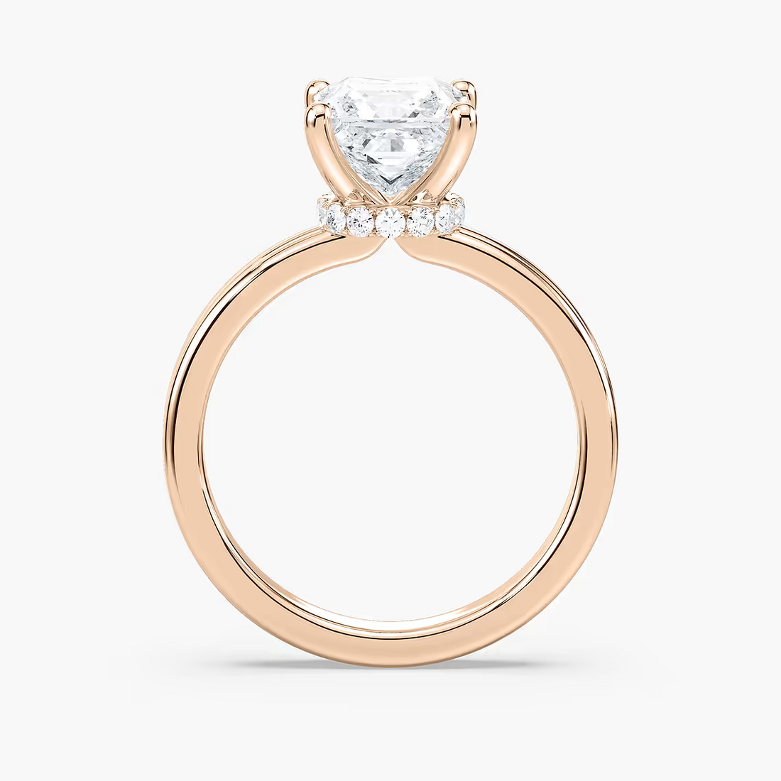 Princess Cut Shared Prong Side Stone Engagement Ring