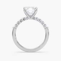 Asscher Cut Shared Prong Side Stone Engagement Ring
