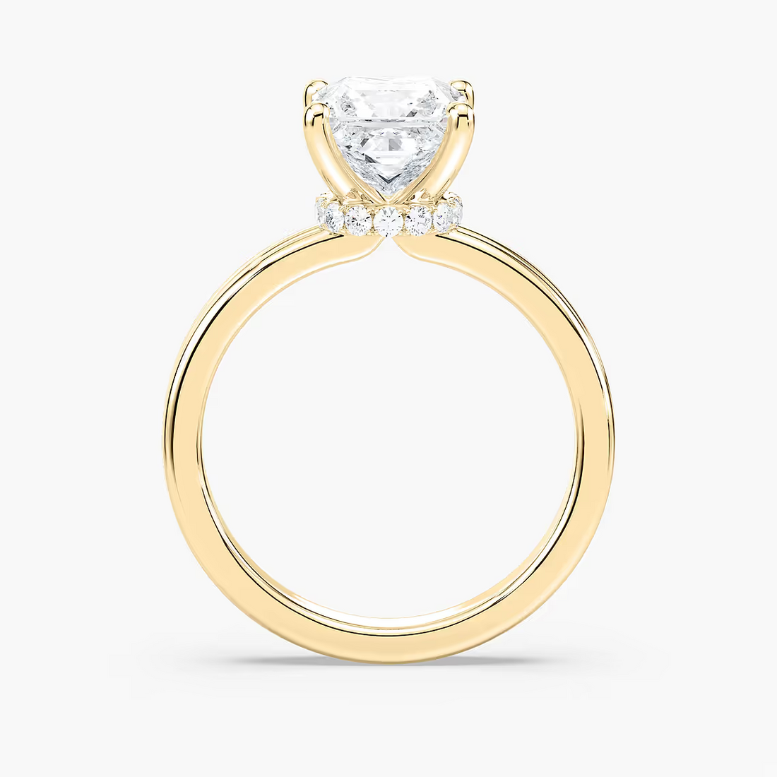 Princess Cut Shared Prong Side Stone Engagement Ring