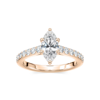 Marquise Shared Prong Engagement Ring with Hidden Halo