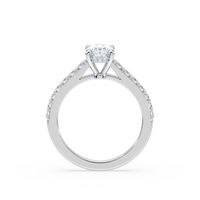 Oval Shared Prong Engagement Ring with Hidden Halo