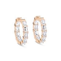Emerald Cut Lab Grown Diamond Hoop Earrings