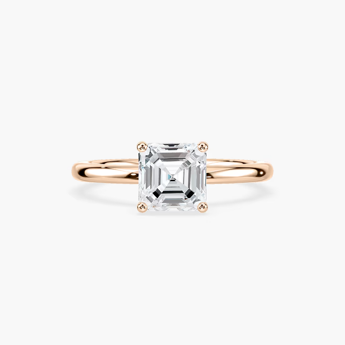 Delicate Four-Prong Asscher Cut Solitaire Engagement Ring