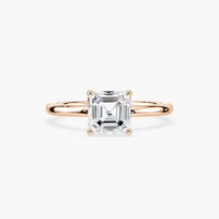 Delicate Four-Prong Asscher Cut Solitaire Engagement Ring