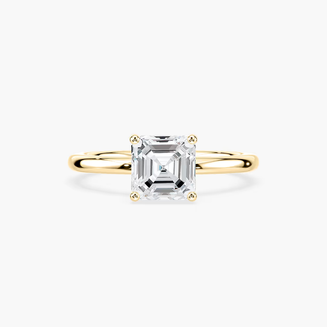 Delicate Four-Prong Asscher Cut Solitaire Engagement Ring
