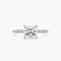 Princess Cut Shared Prong Side Stone Engagement Ring
